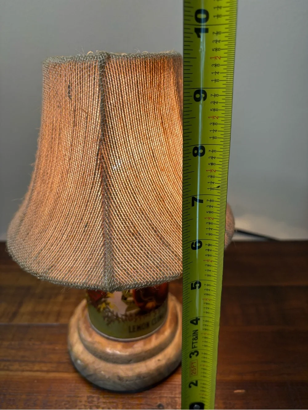 Vintage Style Miniature Table Lamp Of Canister Base Labeled “ Lemon Cling Peach” - Picture 8 of 13